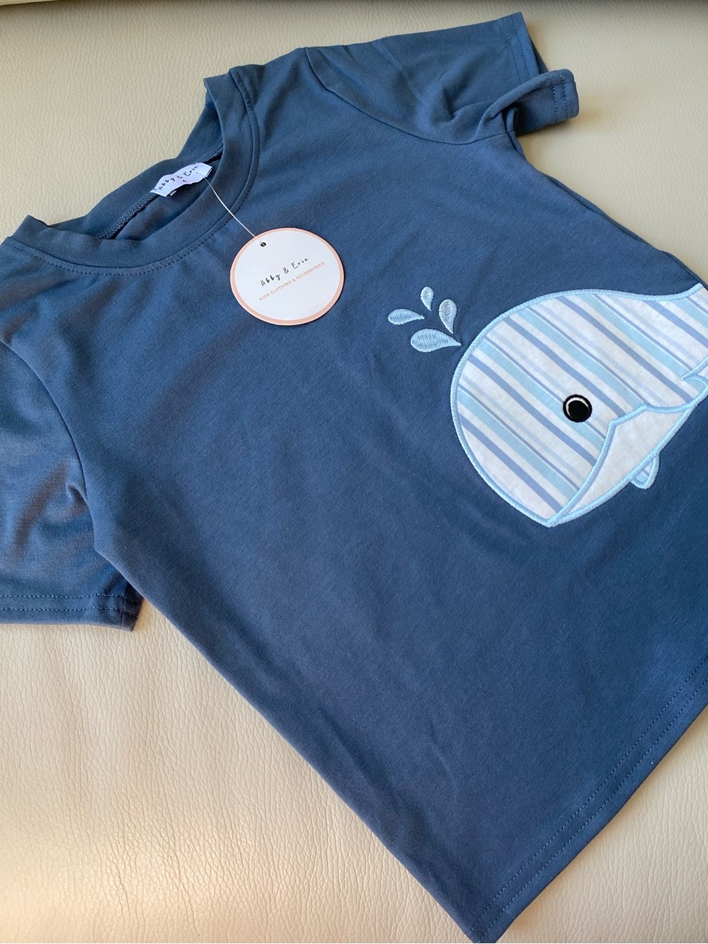 Abby & Evie - striped whale with squirt tshirt
